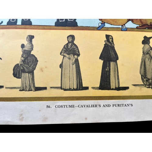 526 - A 1920/30s LITHOGRAPHIC SCHOOL POSTER CAVALIERS AND PURITANS