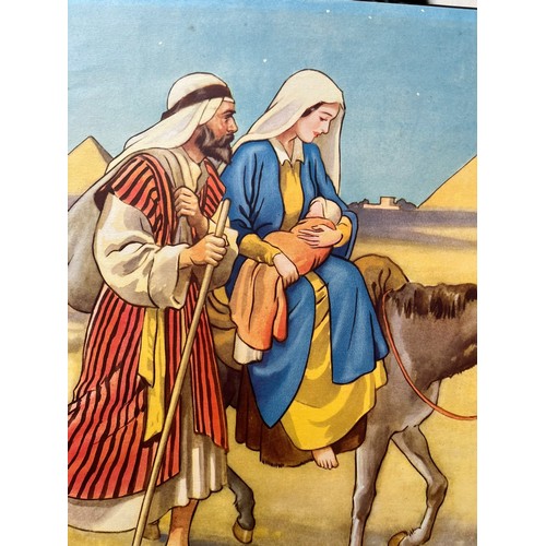 535 - A 1920/30s LITHOGRAPHIC SCHOOL POSTER THE FLIGHT INTO EGYPT