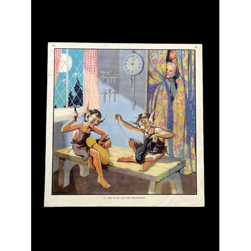 536 - A 1920/30s LITHOGRAPHIC SCHOOL POSTER THE ELVES AND THE  SHOEMAKER