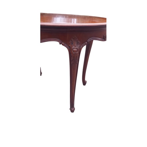 344 - A VICTORIAN MAHOGANY OVAL CAB LEG LAMP TABLE