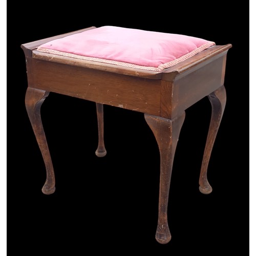 357 - MAHOGANY CAB LEGGED PIANO STOOL