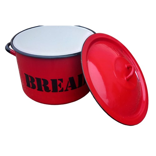 359 - A RED ENAMEL BREADBIN