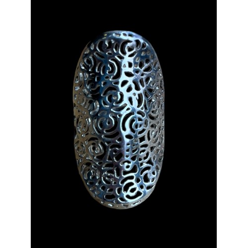 463 - A LARGE OPENWORK SILVER RING