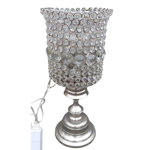 370 - A CRYSTAL DROP TABLE LAMP WITH A STRING OF LIGHTS