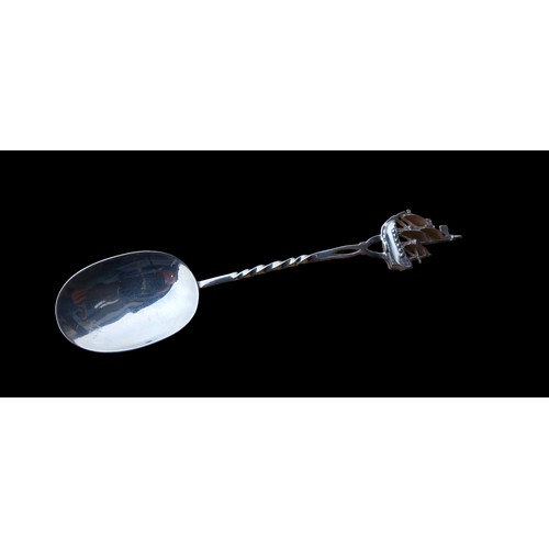 504 - AN UNUSUAL SILVER SPOON WITH SAILING SHIP HANDLE