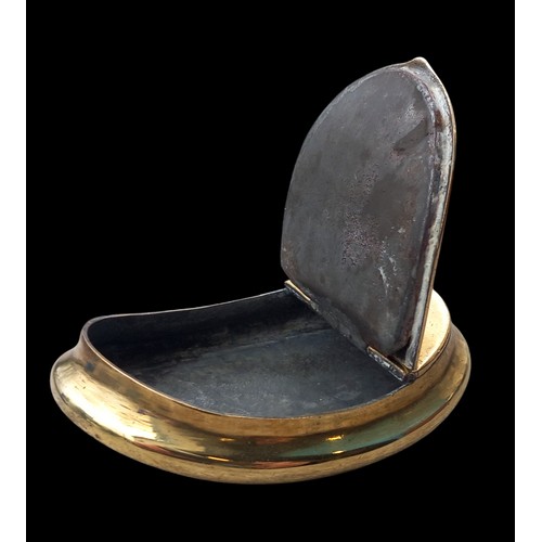 505 - AN EARLY BRASS SHAPED SNUFF BOX