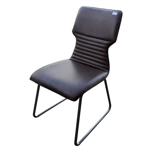 375 - SHAPED BROWN LEATHERETTE CHAIR