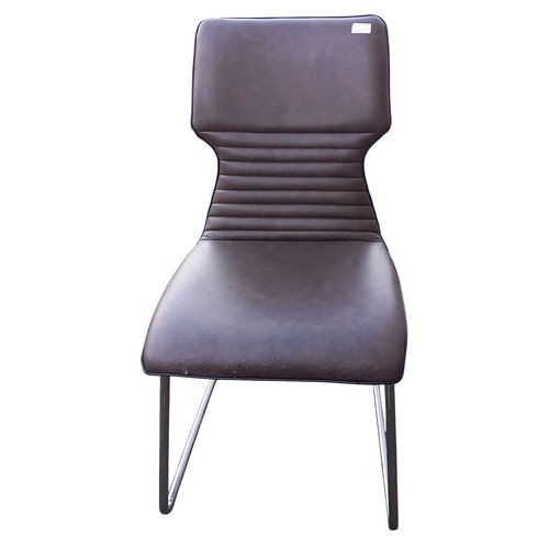 375 - SHAPED BROWN LEATHERETTE CHAIR