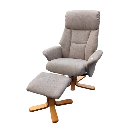 376 - BISCUIT SWIVEL CHAIR AND FOOTSTOOL