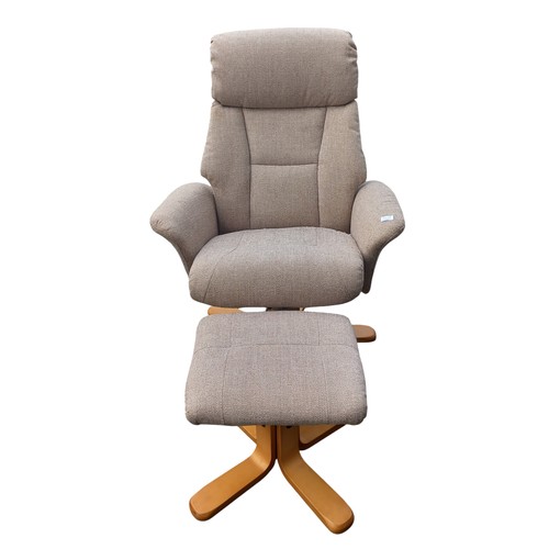 376 - BISCUIT SWIVEL CHAIR AND FOOTSTOOL