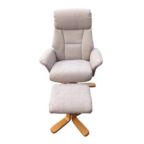 376 - BISCUIT SWIVEL CHAIR AND FOOTSTOOL