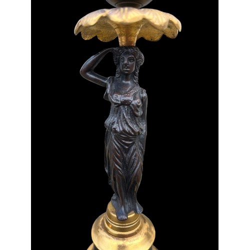 521 - A PAIR OF REGENCY BRONZE AND ORMULU CANDLESTICK 9