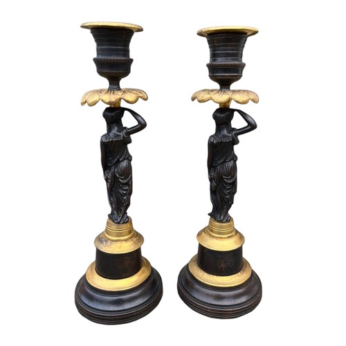 521 - A PAIR OF REGENCY BRONZE AND ORMULU CANDLESTICK 9