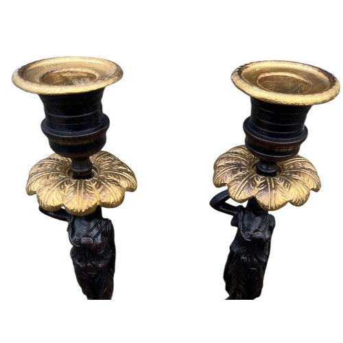 521 - A PAIR OF REGENCY BRONZE AND ORMULU CANDLESTICK 9