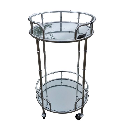 391 - A NEW CHROME FINISH 2 TIER MIRRORED TROLLEY 18X32