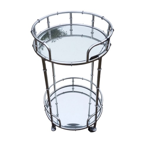 391 - A NEW CHROME FINISH 2 TIER MIRRORED TROLLEY 18X32