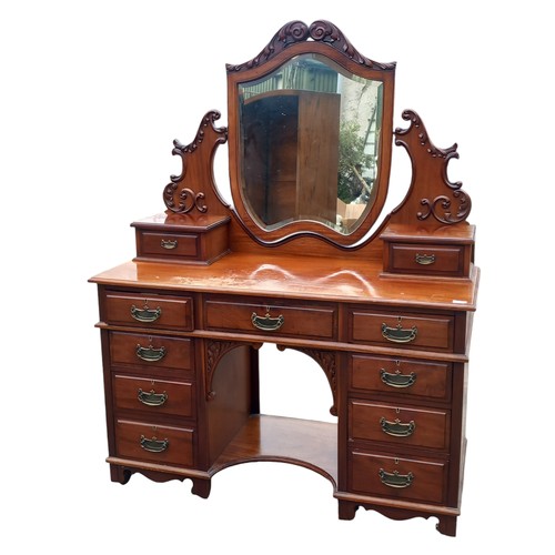 393 - A VICTORIAN WALNUT DRESSING CHEST WITH ORNATE MIRROR