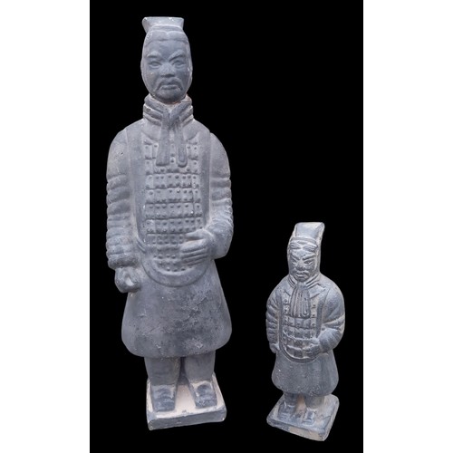 406 - 2 TERRACOTTA WARRIORS TALLER 6.5