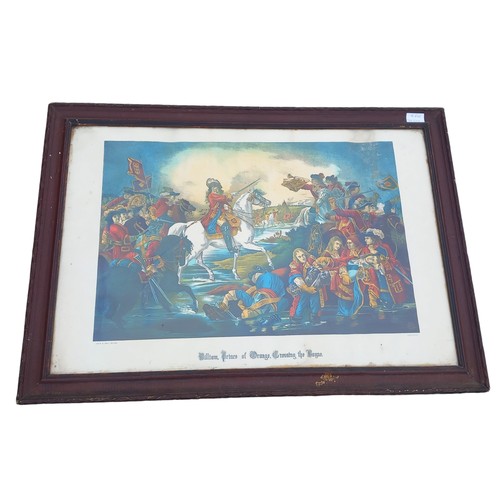 415 - AN ANTIQUE PRINT WILLIAM III PRINCE OF ORANGE CROSSING THE BOYNE