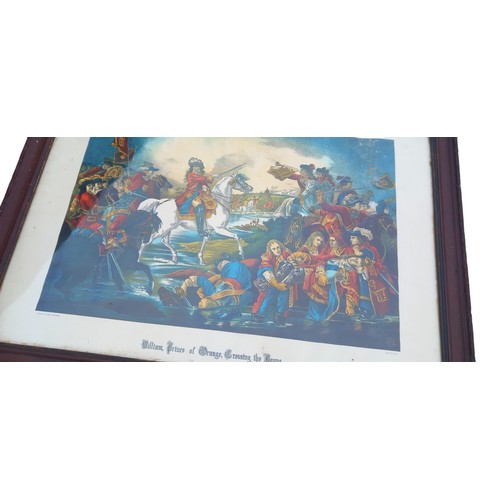 415 - AN ANTIQUE PRINT WILLIAM III PRINCE OF ORANGE CROSSING THE BOYNE