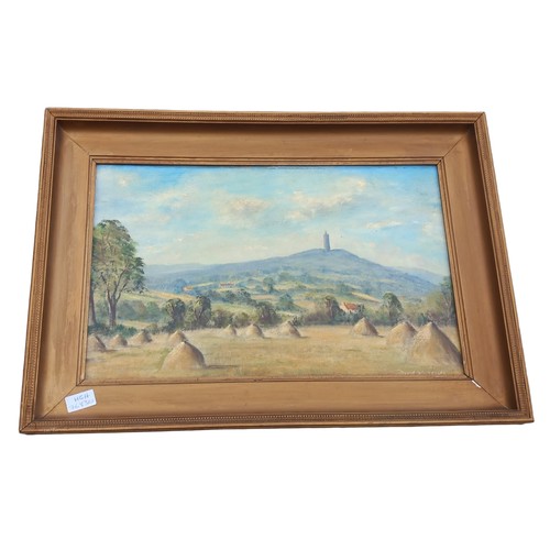 423 - AN OIL PAINTING OF SCRABO TOWER BY DAVID WHITESIDE