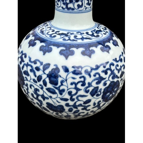 647 - A 6 CHARACTER MARKED ORIENTAL BLUE AND WHITE VASE  9