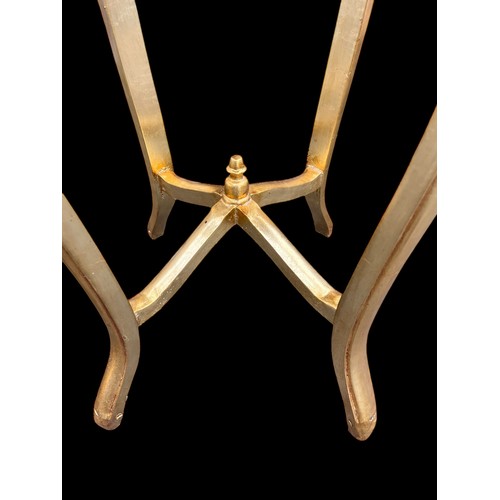 653 - PAIR OF MARBLE TOP GOLD PLANT STANDS