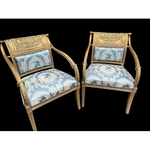 664 - HEAVY PAIR OF BEAUTIFUL FRENVH EMPIRE DESIGN ARMCHAIRS