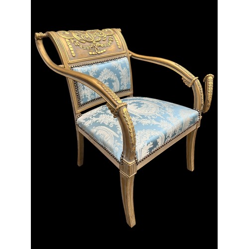 664 - HEAVY PAIR OF BEAUTIFUL FRENVH EMPIRE DESIGN ARMCHAIRS