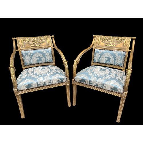 664 - HEAVY PAIR OF BEAUTIFUL FRENVH EMPIRE DESIGN ARMCHAIRS