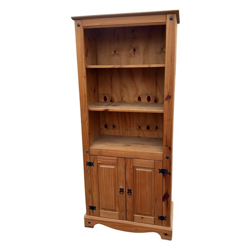 667 - A MEXICAN PINE OPEN TOP UNIT WITH 2 DOORS BELOW