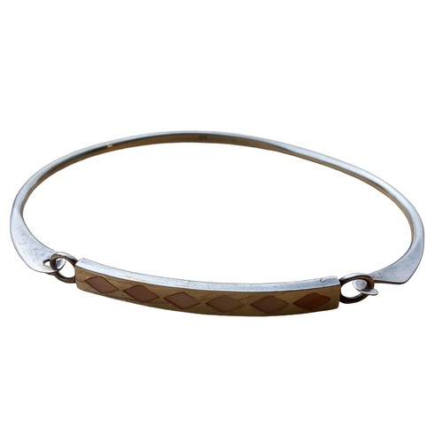 684 - A SILVER AND MOTHER OF PEARL BANGLE