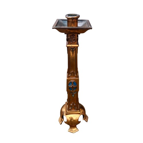 638 - A BRONZE ALTER CANDLESTICK 16.5