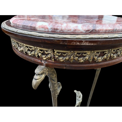 286 - PAIR OF MARBLE TOP AND BRONZE PLANTSTANDS WITH EAGLE HEADS