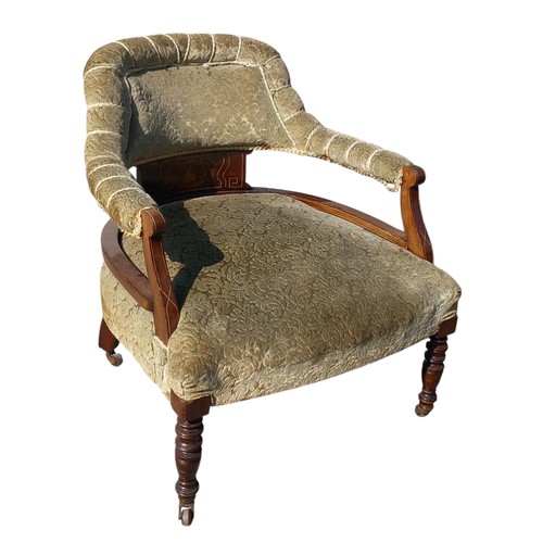 368A - 2 LATE VICTORIAN INLAID TUB ARMCHAIRS