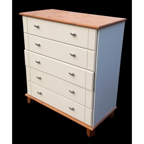 660A - PINE AND CREAM 5 DRAWERED CHEST