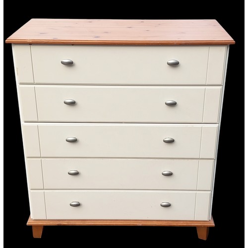 660A - PINE AND CREAM 5 DRAWERED CHEST