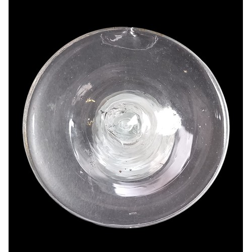 568 - AN ANTIQUE SWIRL STEM GLASS slight chip to base