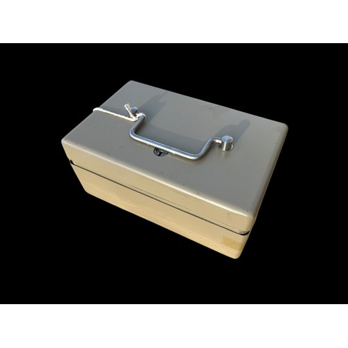 54 - A SOLID STEEL CASHBOX WITH KEY