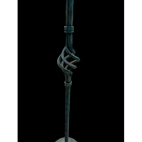 84 - A 3ft TALL METAL CANDLESTAND IN AN ANTIQUE FINISH