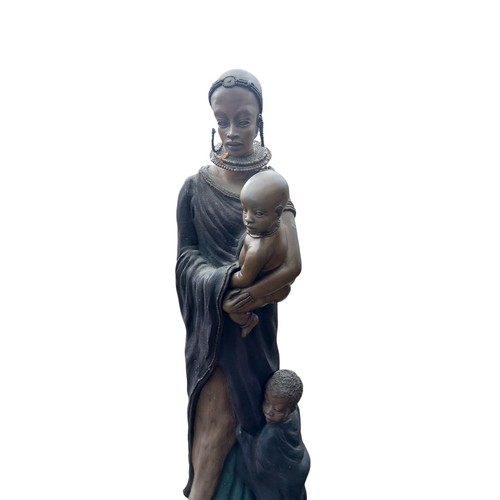 170 - A PAIR OF BRONZED MAASI LADY & CHILD 30