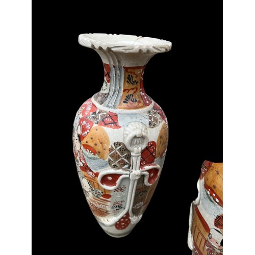 180 - 2 SATSUMA VASE DAMAGED AND REPAIRED WITH MARKINGS TO BASE 12