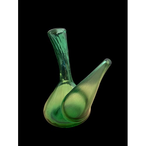 309 - A GREEN GLASS 1970'S SPANISH WINE POURER