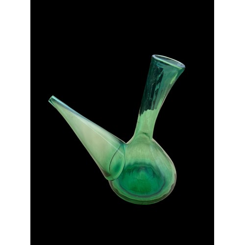 309 - A GREEN GLASS 1970'S SPANISH WINE POURER