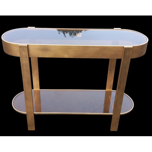 344 - NEW GILT FRAMED GLASS TOP 2 TIER CONSOL TABLE 44x32