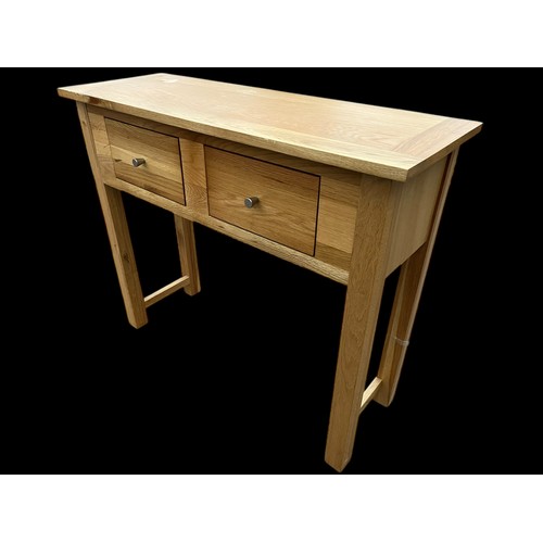 375 - A 2 DRAWERED OAK CONSOL TABLE 35x30x13