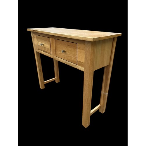 375 - A 2 DRAWERED OAK CONSOL TABLE 35x30x13