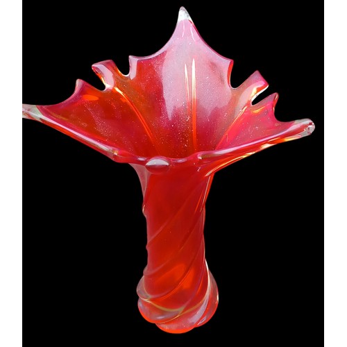 450 - A DESIGNER LARGE LAVA GLASS TWIST DESIGN VASE 14