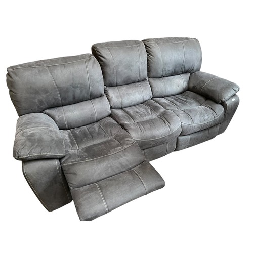 414 - SUEDE 3 SEATER RECLINER SOFA