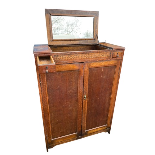 421 - UNUSAL VINTAGE OAK VANITY WARDROBE